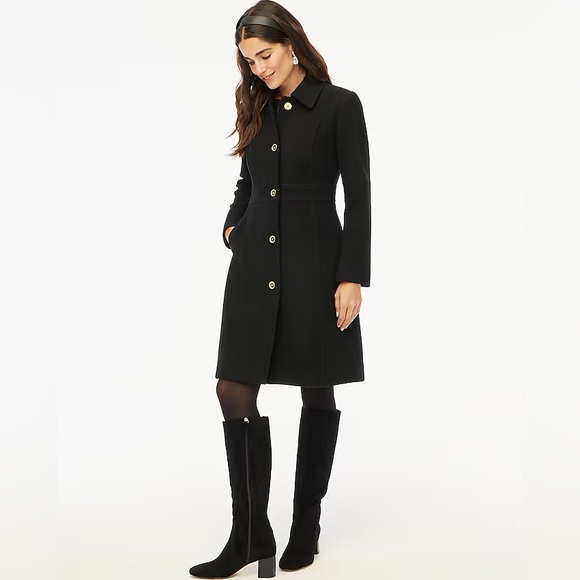 J. Crew Jackets & Blazers - J. Crew Black Wool Blend Pea Coat with Gold Buttons